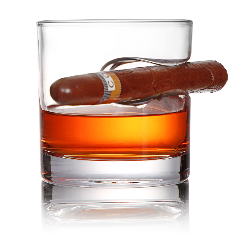 Custom Cigar Whiskey Glass – Premium Rocks Glass with Built-in Cigar Rest - Image 2