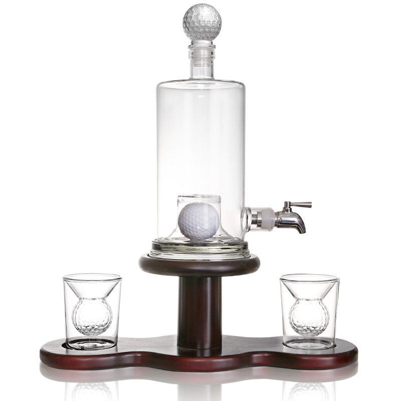 Custom Golf Ball Whiskey Dispenser Set – Golf Ball Glass Decanter with Spigot