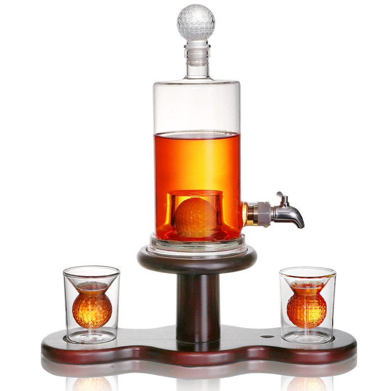 Custom Golf Ball Whiskey Dispenser Set – Golf Ball Glass Decanter with Spigot - Image 2