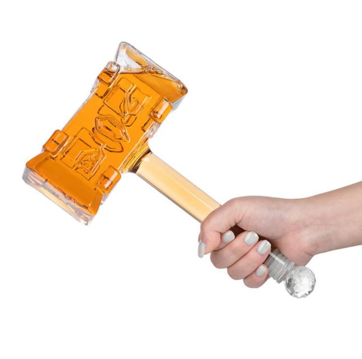 Custom Hammer-Shaped Glass Liquor Bottle Decanter - Image 2